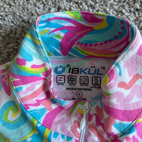 IBKUL Women's Small Long Sleeve Multicolor Polo Shirt - Picture 7 of 9